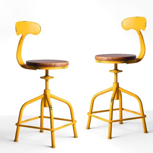 BOKKOLIK Industrial Bar Stool with Backrest-Set of 2 Vintage Bar Stools for Home Kitchen- Farmhouse...