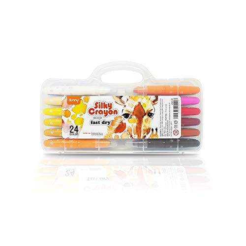 Degas Silky Gel Crayons for Toddlers - 24 Colors, Washable Non Toxic Crayons for Kids, Oil Pastels, Easy to Hold Twistable Crayon Sets, Safe for Kids and Children, Portable in a Sturdy Case