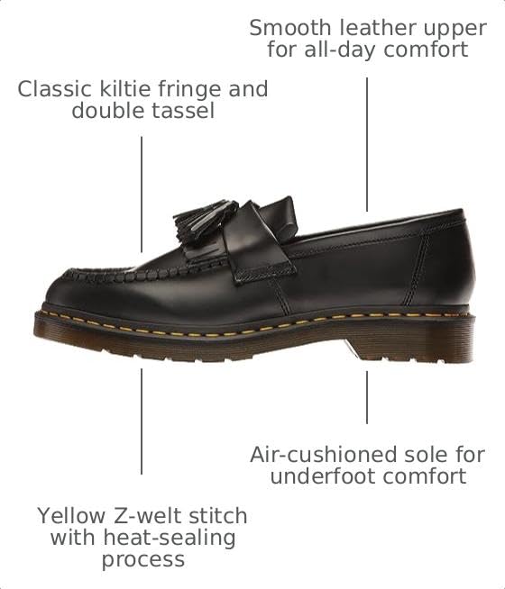 Image of Dr. Martens Adrian Black Smooth UK 12 (US Men's 13, Women's 14) Medium