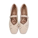 itbieong - Zapatos planos de punto para mujer, con puntera cuadrada, estilo casual, con correa para el tobillo, lavable,...