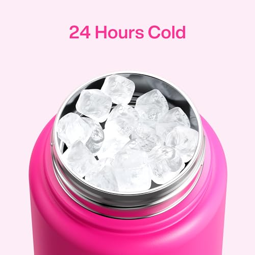 Image of ENCOOL Insulated Water Bottle with Straw Stainless Steel Water Bottle, Leak-Proof, BPA-Free, Double Wall Vacuum Keeps Cold for 24 Hours for Sports, Travel, School (32 oz, Persian Rose)