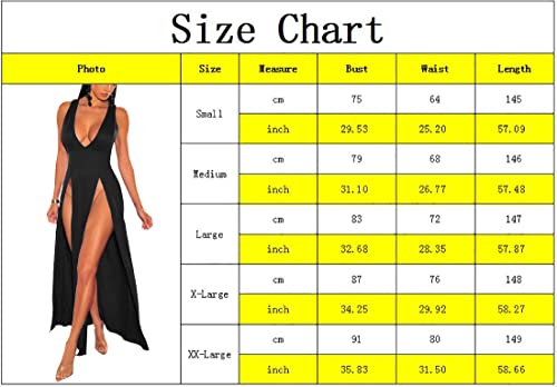 Image of Women's Sexy V Neck Sleeveless High Split Club Party Maxi Dresses