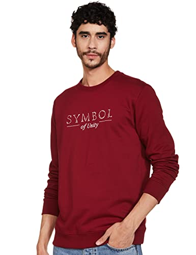 Amazon Brand - Symbol Men's Crew Neck Sweatshirt (SY-A22-SW-02_Vintage Maroon_XL)