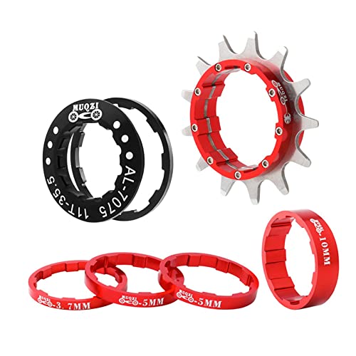Volante de velocidad única 13T de aluminio rojo para conversión de bicicleta