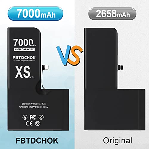 Fbtdchok [7000Mah Upgraded Replacement Battery Compatible With Iphone Xs, [New Version] Ultra High Capacity 0 Cycle A+ Battery Replacement For Iphone Xs, With Complete Repair Tool Kit #TOP1