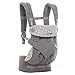 Ergobaby 360 All-Position Baby Carrier with Lumbar Support (12-45 Pounds), Dewy Grey, Premium Cotton