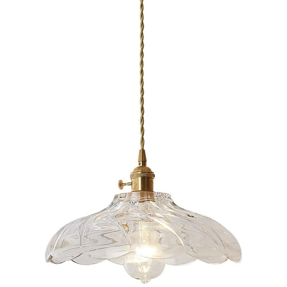 Lustre en laiton japonais d'exception et suspension en verre