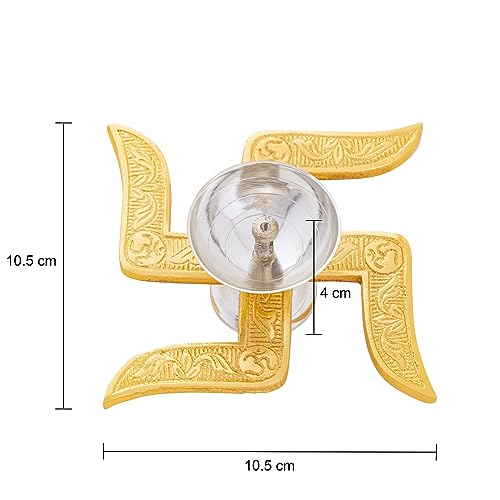Image of Brass Swastik Diya for Puja | Pack of 5 | Diwali Pooja Decoration | Akhand Diya | Corporate and Wedding Gift