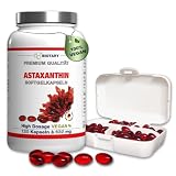 BIOTARY Astaxanthin 12mg, 120 Softgel Kapseln, mit Vitamin E, inclusive Pillenbox, 8 Monatsvorrat, hohe Bioverfügbarkeit, Haematococcus Pluvialis, Super-Antioxidans