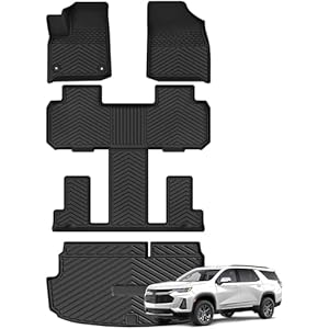 AUTOSAVER88 Floor Mats Fit for Chevy Traverse 2018-2023 & 2024 Traverse Limited with 2nd Row Bucket Seats 7 Seats, Custom Fit All Weather Floor Liners 3 Row & Cargo Liner Mats Set Accessorie