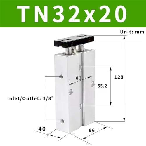 Cylindre pneumatique TN32 double action compact alésage 32mm course 20mm