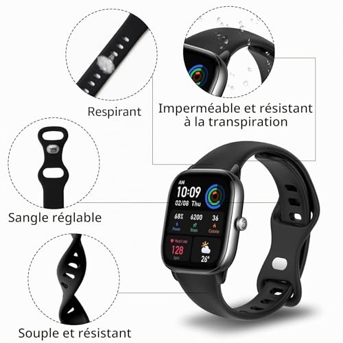 ASDONAL 5 Pièces Bracelets 20mm Compatible avec Amazfit GTS 4/GTS 4 Mini, GTS 3, GTS 2/GTS 2 Mini/GTS 2e, Bracelet pour Amazfit Bip 3/Bip 3 pro, Bip U/Bip U Pro, Bip S/Bip S Lite, Bip/Bip Lite – vue 3
