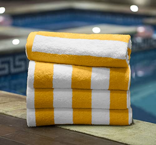 Avalon Towels Cabana Beach Towels 4 Pack (Size 30x60) Inches Oversized, 100% Ring Spun Cotton, Highly Absorbent Large Pool Towels, Super Soft and Quick Drying, Perfect for Gifts (Yellow Stripe) by Avalon Towels - Image 8