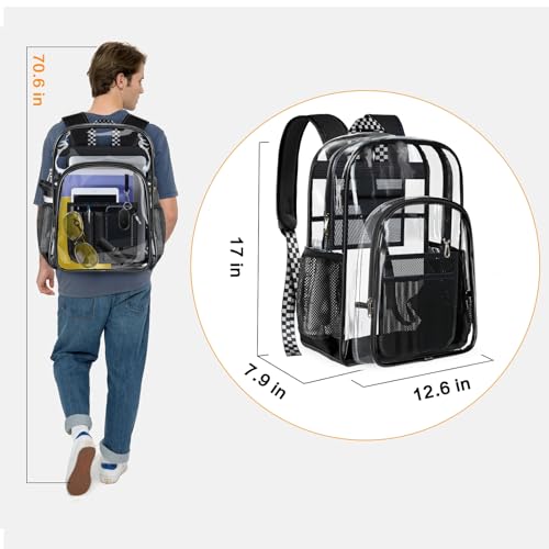 PAMANO Clear Backpack Transparent Heavy Duty School PVC Bookbag See Through Bag Boys and Girls for College Work Travel Security4