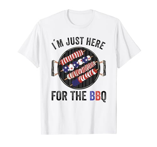 Sono solo qui per il barbecue 4 luglio Patriotic Uomini Donne Maglietta