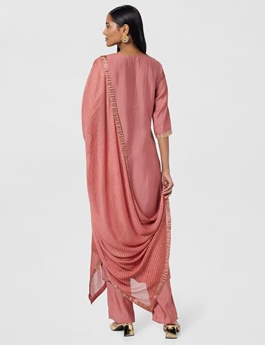 Image of Gerua By Libas Yoke Design Silk Blend Straight Kurta With Trouser and Dupatta