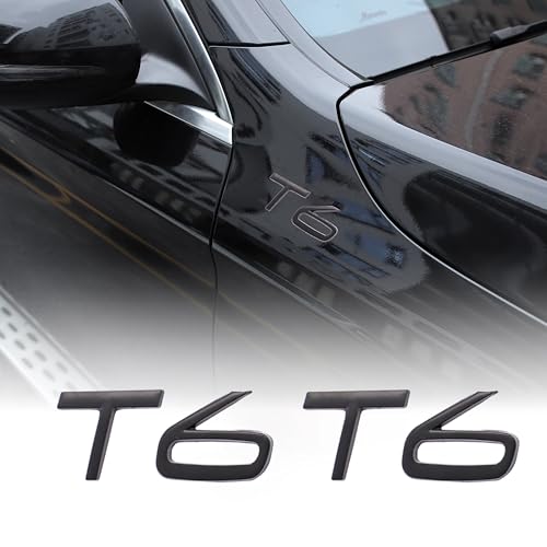 Image of T6 Emblem 3D Metal Badge Car Hood Truck Door Side Fender Rear Trunk Emblem Sticker Decals for Volvo XC60 S60 V60 Polester (Black)