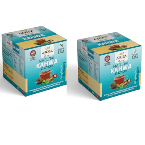 Arka All Natural 2 PK Kokum Desi Kahwa detox Sugar & Caffeine Free Herbal Green Tea (10 Sachets in Each box)