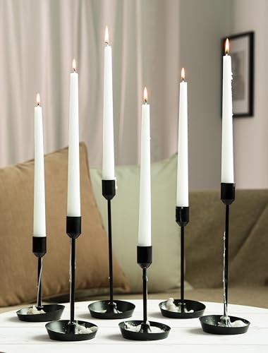 NUPTIO Black Candlestick Holders for Table: 6 Pcs Taper Candles Holders Bulk for Halloween - Tall Candle Stick Holder for Birthday Party Living Room Fireplace Centerpiece