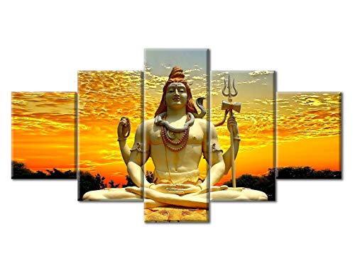 Toile murale Shiva TUMOVO tableau 5 pièces décoration salon 152x81cm