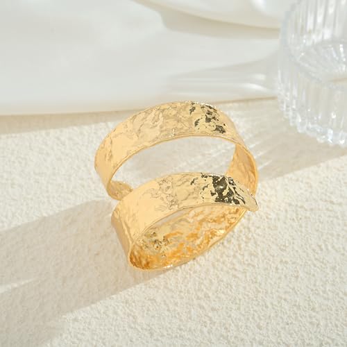 Chunky Gold Arm Cuff Bracelets for Women Wide Hammered Open Cuffs Bangle Bracelets Statement Vintage Upper Arm Cuff Jewelry2