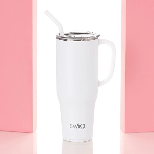 Miniatura 2 de Swig Life Mega taza de 40 onzas, vaso de 40 onzas con asa y popote, apto para vasos, apto para lavavajillas, vaso aislado extragrande, acero