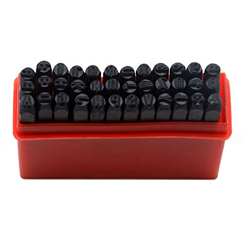 Oudtinx Number and Letter Stamp Set (36 Piece Punch Set/A-Z & 0-9) Hardened Steel for Metal Wood, Leather- 1/8