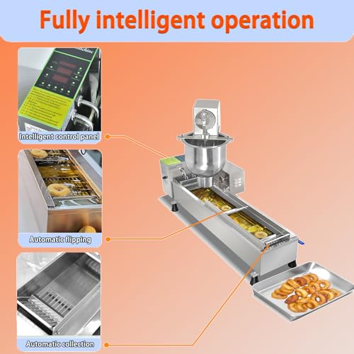 Wtecom Commercial Single Row Mini Donut Maker Machine,Frying Donuts Maker,Automatic Doughnut Maker, For Restaurant, Bakery, Party, Dessert Shop, 450-800 Pcs/Hour(Single Row)