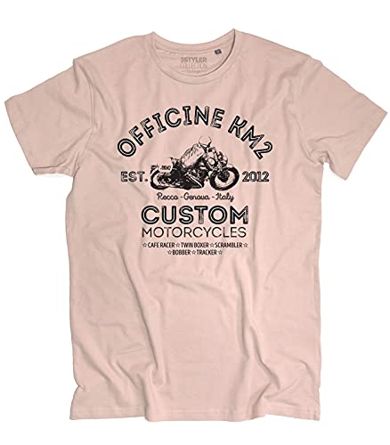 T-shirt homme Officine Km2 Recco en coton bio léger rose taille XL