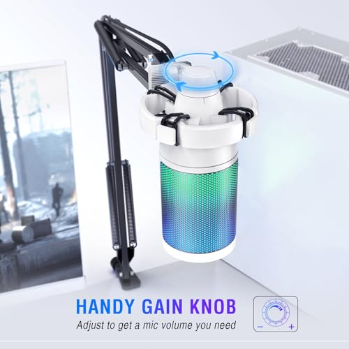 image for FIFINE Streaming Gaming USB Microphone Kit, PC Condenser RGB Mic Compa