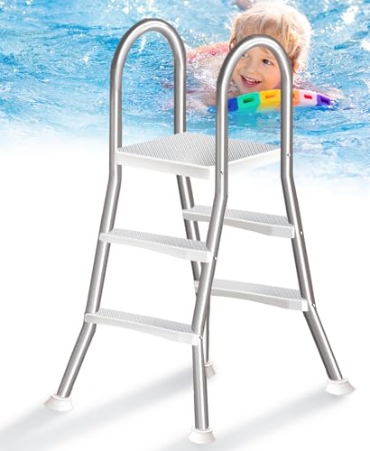 Escalera para piscina con 4 peldaños de acero inoxidable miniatura 1