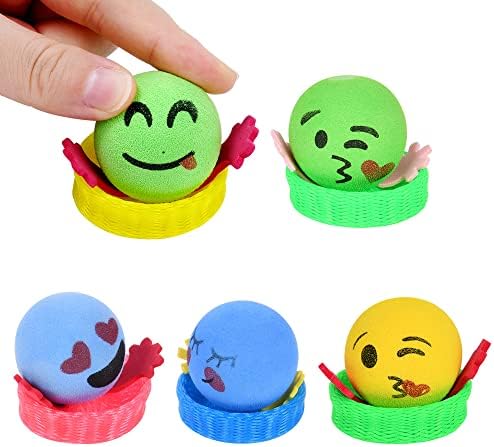 Ainiv 18PCS Emoji Creative Bouncing Dolls, Jumping Elf Fidget Toys, Kids Party Bag Fillers, Novelty Cool Spinning Toy, Stress Relief Toy, Funny Jump Bounce Elf Fly Toy for Party Supplies Christmas