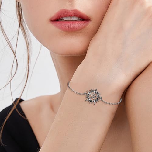 URONE Supernatural Bracelet 925 Sterling Silver Anti Possession Bracelet Pentagram Jewelry Gifts for Women2