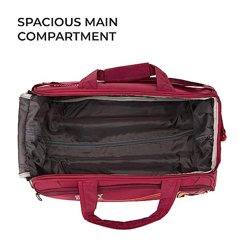 Image of Stony Brook by Nasher Miles Sunset Polyester Cabin Small 52 cm Maroon Wheel Duffel Bag for Travel | Duffle Bag with Trolley