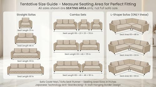 Image of Velvet Quilted Sofa Cover Mat Seat & Back, 2 Pc Arm, Arm L23in H32in, Beige Color,Anti Skid Backing, 6in Hanging Strap Design, Washable Soft, Anti Slip, Se, Style -Beige-ARM2