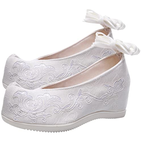 Chaussures brodées en coton léger blanc Ipetboom style chinois
