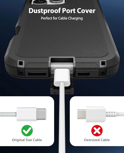 Jelanry Heavy Duty Dual-Layer Shockproof Case for iPhone 16 Pro Max, Black — view 5