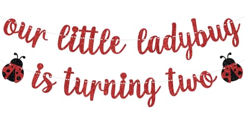 Our Little Ladybug is Turning Two Banner, Two Sweet, It's My 2nd Birthday, Girls 2nd Birthday Party Supplies