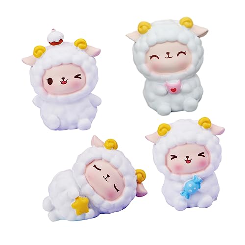 ANDRESLAD 2 Juegos de Ovejas de Resina de Moda para Decorar Tartas Adornos de Escritorio Modernos para Año Nuevo 4 Piezas