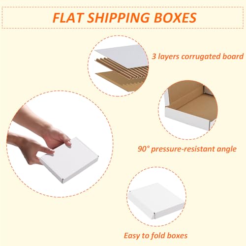 Image of HORLIMER 7x5x1 Shipping Boxes Set of 30, White Corrugated Cardboard Mailer Box for Packing Small Business