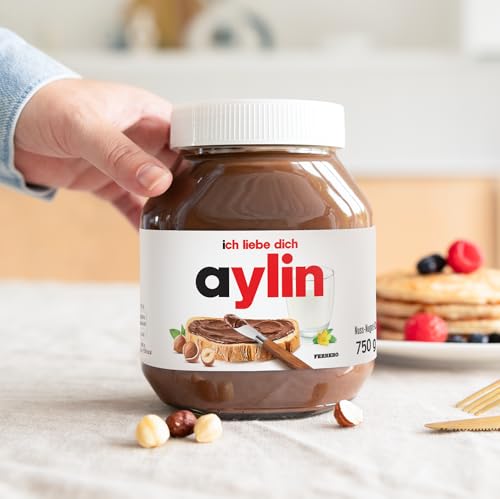 Personalisiertes Nutella-Glas mit Geschenkbox - das Highlight für den Frühstückstisch Geburtstagsgeschenk für Männer & Frauen (750 Gramm, personalisiertes Etikett)