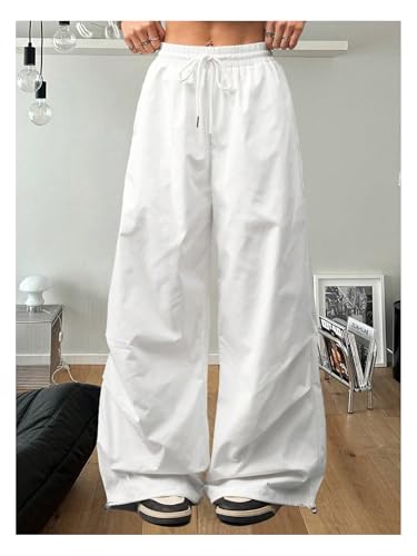 Women's Y2k Parachute Pants Wide Leg Baggy Pants Elastic Waist Sweatpants with Pockets Track Streetwear3