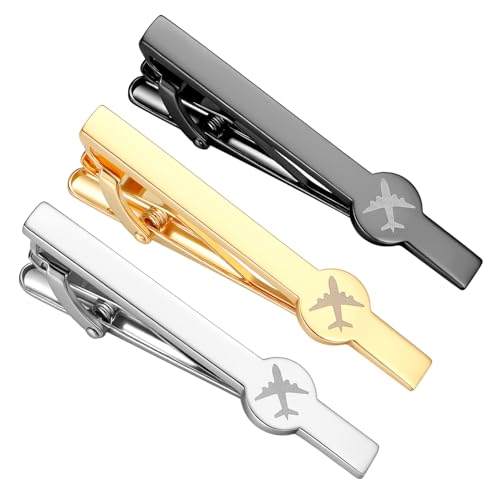 Tie Clips for Men Black Gold Silver 3Pcs Tie Bar Clip Set Personalized Gifts