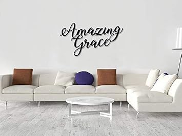 Amazing Grace Metal Wall Sign, 14" Modern Farmhouse Decor, Home Kitchen Coffee Barthroom Bar, Personalized Metal Sign