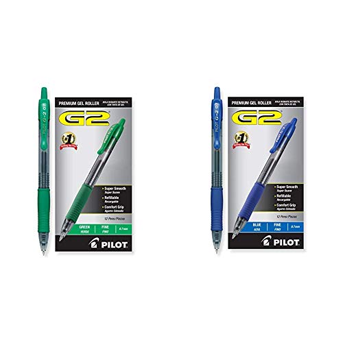 PILOT G2 Premium Bolígrafo Gel, Punta Fina, Azul y Verde, 12-Pack