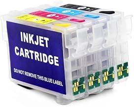 604XL Black Cyan Magenta Yellow Refillable Ink Cartridges with Auto Reset Chips Compatible with Epson Expression Home XP-2200, XP-2205, XP-3200, XP-3205, XP-4200, XP-4205