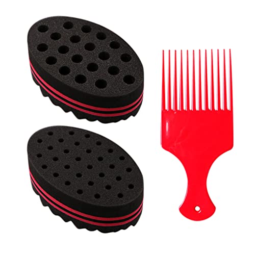 Lot de 2 brosses ovales éponge double face à double usage trou et peigne pour le coiffage