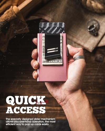 DUGRAFT Card Wallet for Men Credit Card Holder RFID Blocking Pop Up Card Holder Women Minimalist Wallet Slim RFID Wallet With Money Clip, Holds 5-6 Cards2