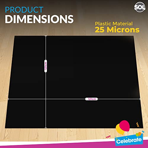 Sol 6pk Black Table Cloth Party | 121 x 121cm Plastic Cover Cloth, Tablecloth Disposable Clothes for Parties (321689SOL)