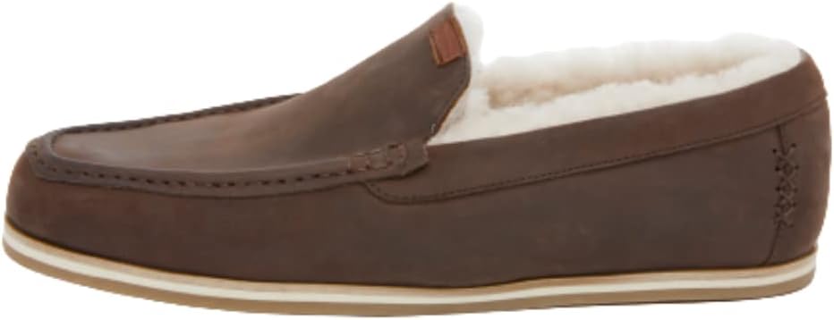 Hari Mari- Hacienda LX- Mens Classic Full Grain Leather Loafer Slipper with Shearling Lining- Indoor/Outdoor, Memory Foam Footbeds, and Rubber Outsoles